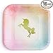 Praity Square Paper Unicorn Themed Plates Set: 16-Pack Waterproof Gold Foil Unicorn Party Supplies | Deluxe Party Plates from Thick Paper | Disposable Plates for Birthday, Kids' Party & More (7 Inch)