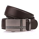 Fanshimite Men's Leather Belt Sliding Buckle Ratchet Belt -Black/Brown（A06/08/10）