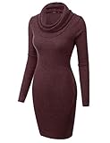 Doublju Cowl Neck Ribbed Knit Fitted Sweater Dress (Plus size available)