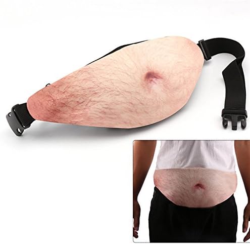 Novelty Fun Men Women Dad Bag Dad Bod Waist Bags Beer Fat Hairy Belly Fanny Pack (little hair yellow)