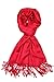Achillea Large Soft Silky Pashmina Shawl Wrap Scarf in Solid Colors (Red)