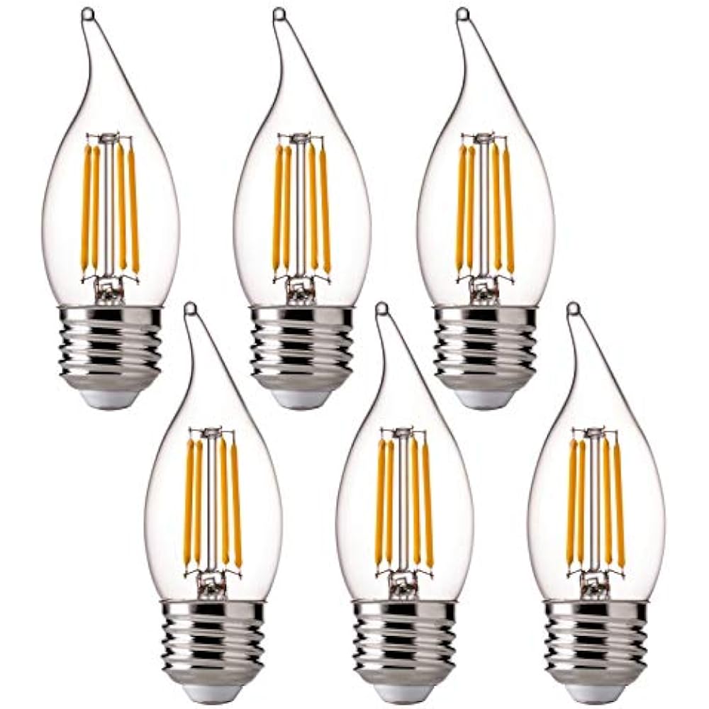 LED 60 Watt Equivalent Chandelier Bulbs, 4.5 Dimmable Filament Clear