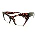 AStyles - Semi Rimless Cut Off Bottom Razor Clear Lens Cat Eye Glasses (Brown, Clear)