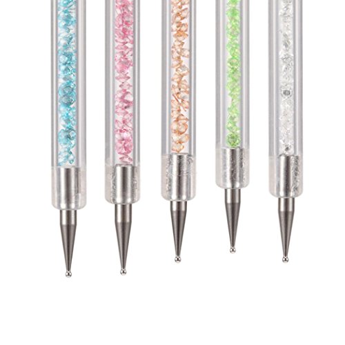 Sunsee 5PCS 2WayCrystal Dotting Manicure Tools Painting Dot Pen Nail Art Paint Set (B) - Thumbnail 4