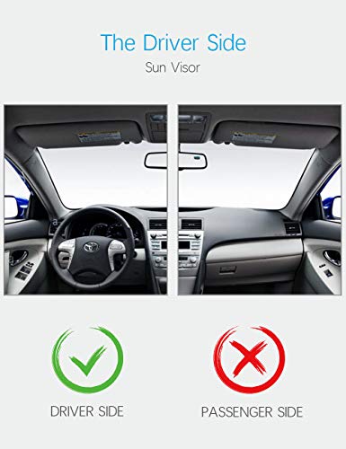 BEAUTYOVO Driver Side Sun Visor for Toyota Camry 2007 2008 2009 2010 2011 Built in Makeup Mirror, Replacement Part for Camry Without Sunroof and Light, Gray
