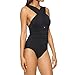 LAPAYA Women's Bathing Suit Front Criss Cross Ruched Backless One Piece Swimsuit, Black, Tag size XL=US size 14-16