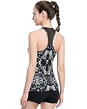 Campeak Women's Mesh Outdoor Running Vest Yoga Gym Fitness Tank Tops Built-in Shelf Bras