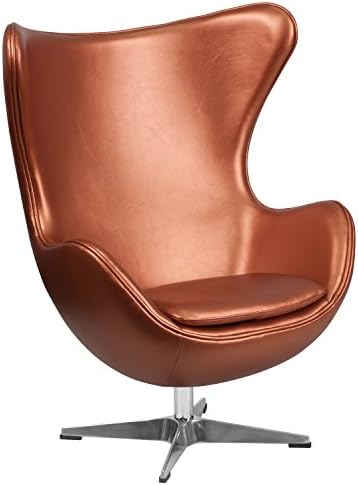 Flash Furniture Copper Leather Egg Chair with Tilt-Lock Mechanism