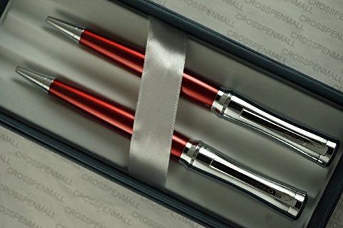 Cross Compact Parasol Curves with Extremely Polished Chrome Appointment and Red Lacquer Barrel Ball-point Pen and 0.9mm Continuous Twist Pencil Set