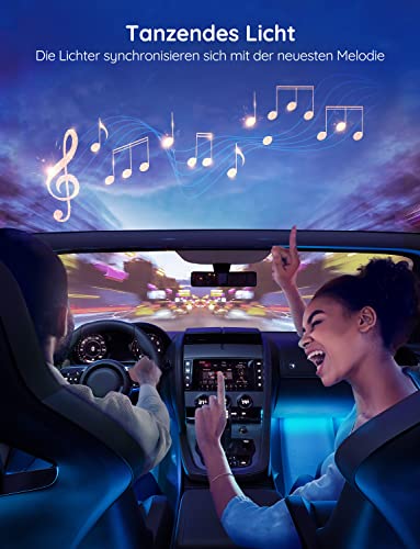 Govee LED Interior Lighting Car, 4 Pieces, 48 Strip, Upgrade Two-Line Design, Waterproof Lighting App Controllable Multicoloured Music with Cigarette Lighter, 12 V | 16M DIY-Farben, 4pcs 48 Strip Zigarettenanzünder mit Speicherfunktion, Wasserdichte, Kurzschlussschutz, SUV & Limousine, 12V