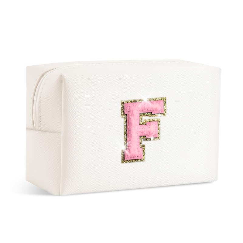 SEFORICO Small Makeup Bags for Women - Waterproof Leather Cosmetic Bag A-Z Personalized Bag Portable Travel Women's Purse Girls Gifts