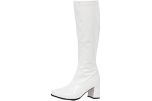 JIALUOWEI GOGO Boots for Women, Knee High Boots, PU Leather Zip Ladies Party Dance Shoes