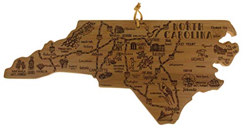 North Carolina State Destination Bamboo Serving & Cutting Board Bundled with North Carolina Kitchen Towel