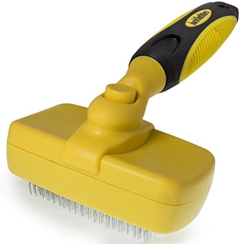 barkOutfitters Dog Slicker Brush - Quick Self-Cleaning Pro Quality Grooming Comb - 5 Year 100% Guarantee - Gently Removes Loose Undercoat - Eliminates Mats &amp; Tangles Shedding