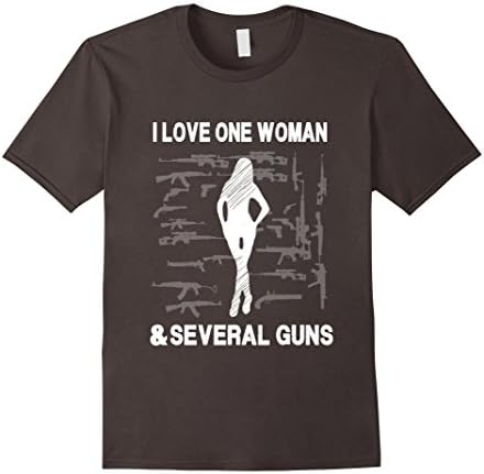 Men's True Man Love One Woman And Several Guns T-Shirt XL Asphalt
