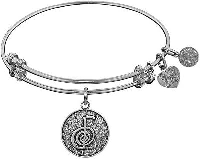 Angelica Collection Antique White Stipple Finish Brass "cho Ku Rei" Expandable Bangle