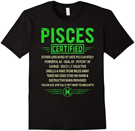 Mens Pisces Certified T-Shirt XL Black