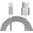 6ft Durable Metal Braided Type-C USB Cable Charger Power Sync Wire Data Cord USB-C [Fast Charge] Compatible with OnePlus 6T - Razer Phone - Razer Phone 2 - RED Hydrogen One - Samsung Galaxy Note8