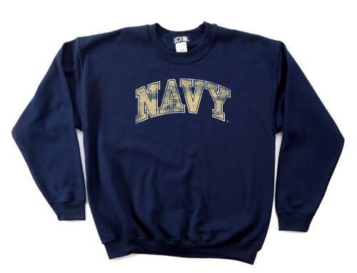 SDINCAA Navy 50/50 Blended 8-Ounce Vintage Arch Crewneck Sweatshirt