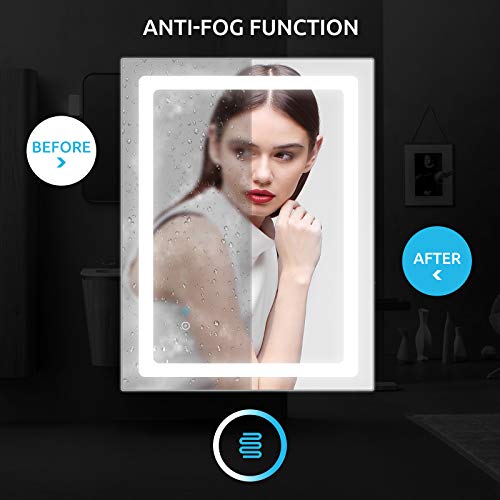 YOUDENOVA 24 X 32 Inch LED Bathroom Mirror, Wall Mounted Vanity Mirror