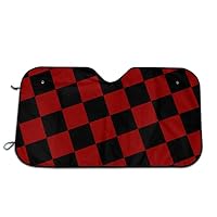 ASINL Red and Black Checkered Car Truck SUV Sun Protection Windshield Sunshade 51.2"" X 27.5"",Foldable Durable Sun Visor Vehicle Accessory
