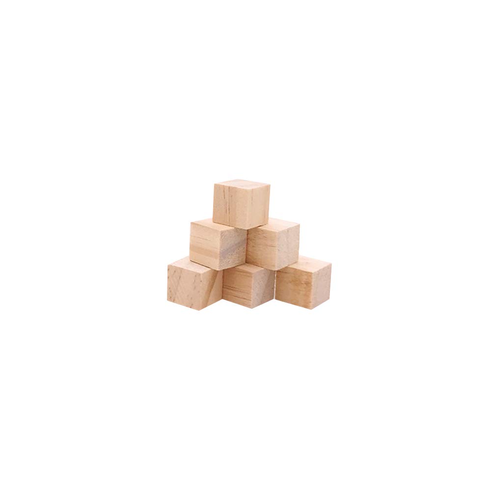 IMIKEYA 50Pcs Natural Small Wooden Cubes Precise Cutting Wood Square Blocks for DIY Crafts(15mm Birch Block)