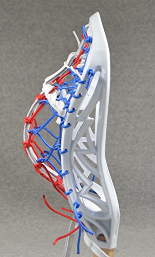 USA Inspired Blackfeet Lacrosse Mini Stick. Traditional Strung Pita Pocket White Leathers - White Head with Natural Finish Handle