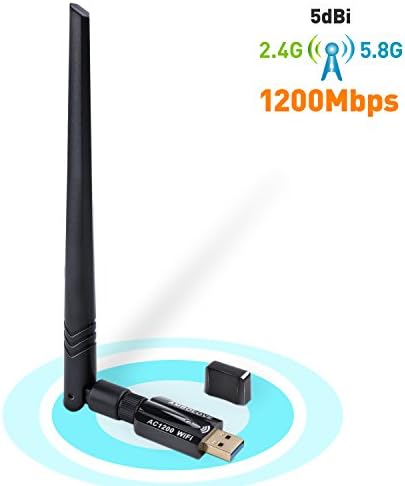 AMBOLOVE 1200Mbps USB Wifi Adapter, Wireless Dual Band (5.8G/867Mbps+2.4G/300Mbps) Network Adapter Wifi Card 5dBi Dongle for Desktop/Laptop/PC Support Win10/8.1/8/7/XP/Mac OS/Linux(Kernel2.6x-4.1x)