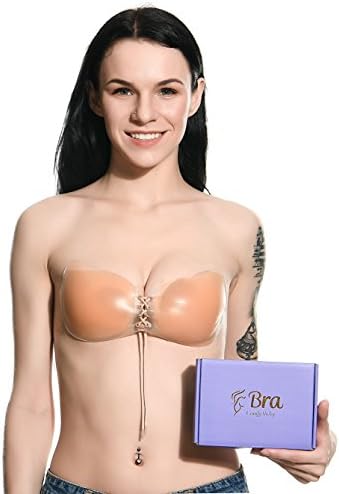 Self Adhesive Strapless Comfortable Bra, Silicone Invisible Nude Backless Light Push Up Bra Comfy Vicky (B Cup)