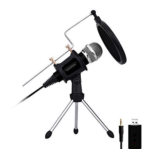Professional Condenser Microphone, Plug &Play Home Studio for Iphone Android Recording,Podcasting,Online Chatting Such as Facebook,MSN,Skype,Desktop MIC Stand dual-layer acoustic filter (Black-o)