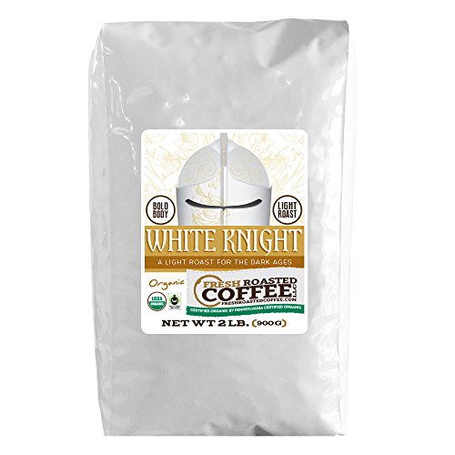 Organic White Knight Light Roast Coffee, Artisan Blend, Fair Trade, Whole Bean Bag, Fresh Roasted Coffee LLC. (2 LB.)