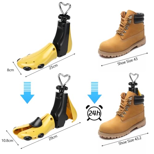 Luziyun Extensor de zapatos para hombre y mujer, tensor de zapatos de 4 vías, para ampliar, longitud y ancho ajustable, con calzador, adecuado para todos los zapatos (40-47)