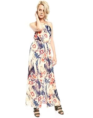 Women's Floral Halter Sleeveless Maxi Dress