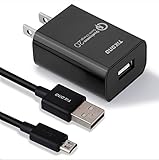 USB Wall Charger with Quick Charge 2.0, TIKONO Quick Charger for Samsung Galaxy S7/S7 Edge/S6 Edge/Plus, Note 5, LG G4 / V10, Moto X, HTC and more | Qualcomm Certified (Black)
