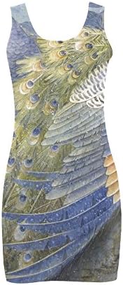 Women's Peacock Print Polyester Casual Vest Dress