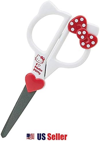 HK Hello Kitty Face Die Cut Scissors Kitty Ears with Red Ribbon - Dots