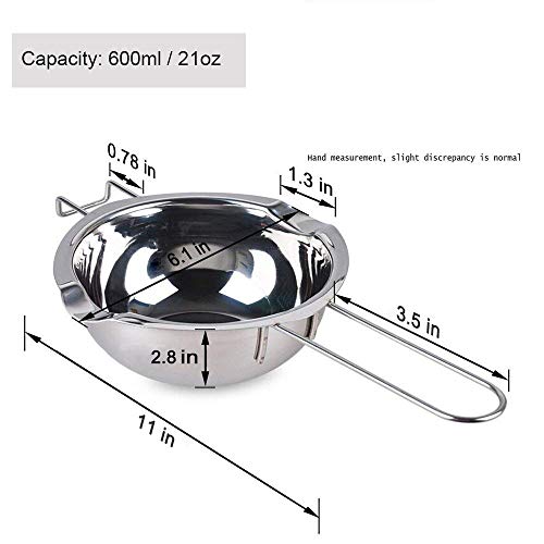 304 Stainless Steel Double Boiler Pot, Melting Pot with Large Serving Spoon for Butter Chocolate Candy Butter Cheese,Candle Making Kit with Capacity of 600ml/20oz