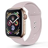 RUOQINI Compatible with Apple Watch Band 40mm,Sport Silicone Soft Replacement Band Compatible for Apple Watch Series 4, S/M Pink Sand