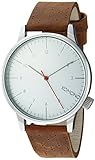 KOMONO Winston Stainless Steel Japanese-Quartz Watch with Leather Strap, Brown, 19 (Model: KOM-W2103)