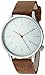 KOMONO Winston Stainless Steel Japanese-Quartz Watch with Leather Strap, Brown, 19 (Model: KOM-W2103)