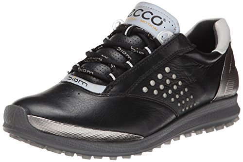 ECCO Women's Biom Hybrid 2 Golf Shoe,Black/Buffed Silver,37 EU/6-6.5 M US