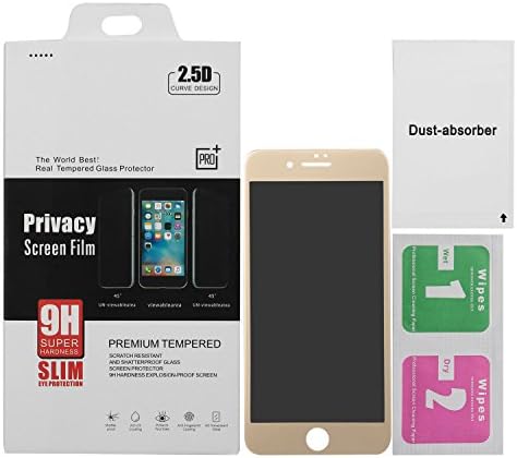BuySShow Curved iPhone 7 Privacy Screen Protector 4.7inches Privacy Screen iPhone 7 privacy tempered glass Anti Spy 0.3mm 9H Hardness Full Screen (Gold)