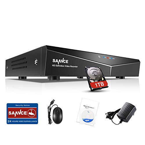 SANNCE 5-in-1 CCTV DVR Security System 8 Channel with 1TB Hard Disk Drive, Playback, USB Backup, Email Alert Function Included