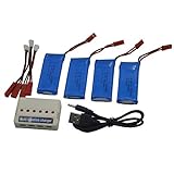 Blomiky 4pcs 800mAh Battery and Charger for F5 Holy F181 F181C F181W JXD 509G 509W 510G JJRC H12C H12W Stone F181 WLtoys V686 Quadcopter F181 Battery 4 pack