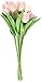 10PCS/LOT PU Stunning Holland Mini Tulip Flower Real Touch Wedding Flower Artificial Flowers Silk Plants for Room Home Hotel Party Event Decoration Multi-Color (Pink)