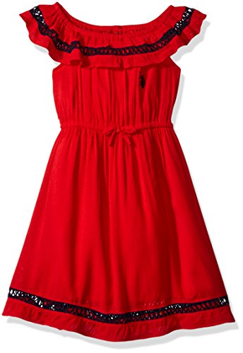U.S. Polo Assn. Big Girls' Sleeveless Gauze Dress, Red, 8/10 U.S. Polo Assn. Big Girls' Sleeveless Gauze Dress, Red, 8/10