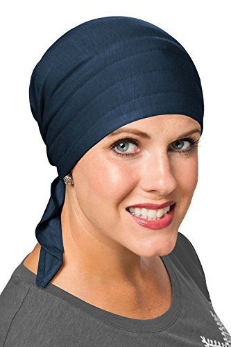 Cardani Instant Tie Headscarf - Padded Easy Tie Triangle Scarf in Luxury Bamboo Luxury Bamboo - Midnight Blue