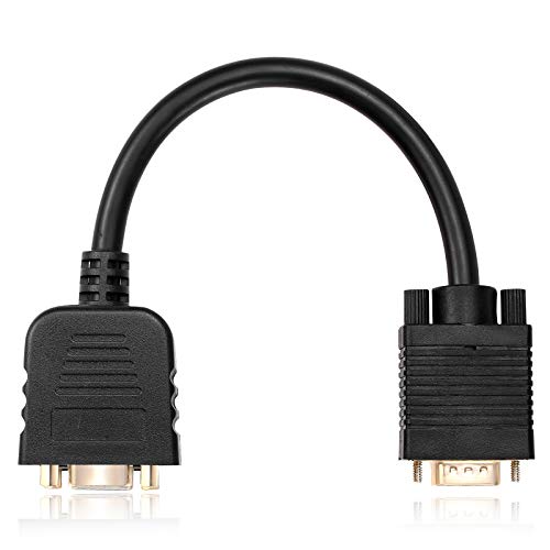 mxtechnic VGA Splitter Cable 1 Male to 2 Female Adapter Monitor Y Splitter Cable 25cm Black Can