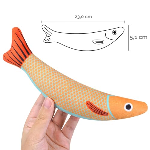Aibuddy Cat Toy, 3 Pieces Cat Toy with Catnip, Bell, Fish Toy for Cat, Interactive Toys for Play, Bite, Chew
