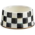 MACKENZIE-CHILDS Pet Bowl, Cute Cat and Dog Bowl for Food and Water, Black-and-White Courtly Check, Medium